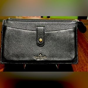 Kate Spade NY black pebbled leather wallet or crossbody